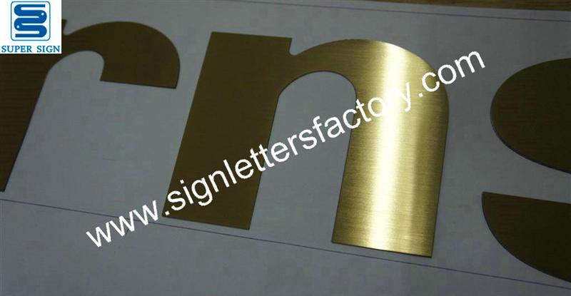 flat cut solid brushed brass sign letters
